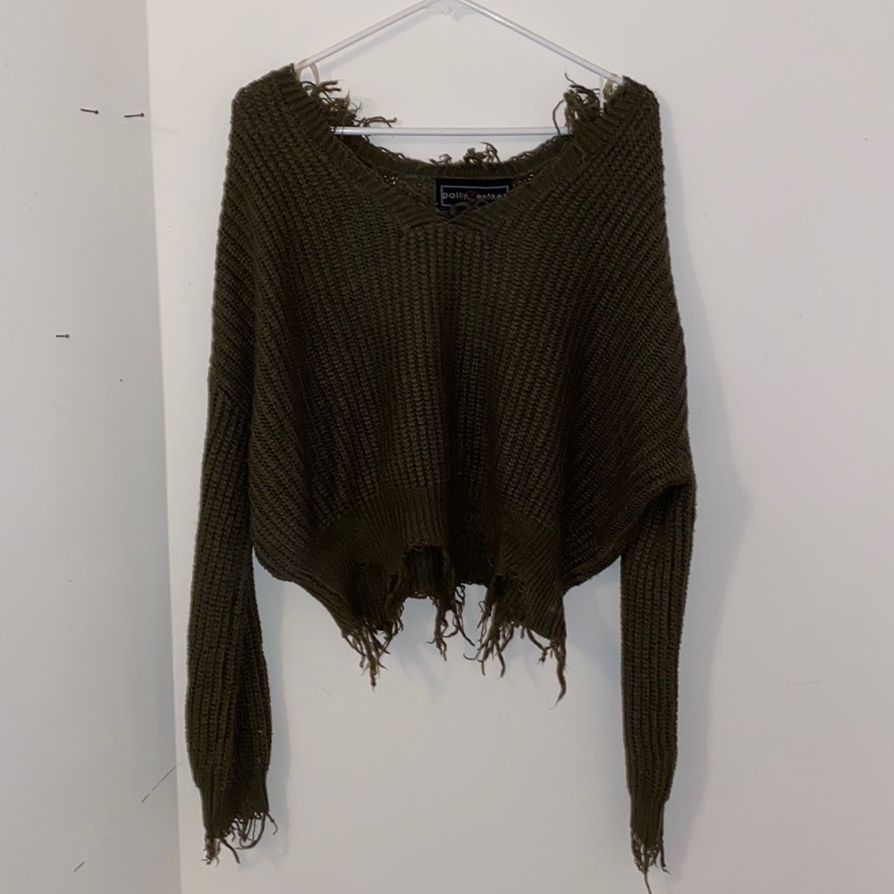 ❌sold❌ olive green distressed sweater
